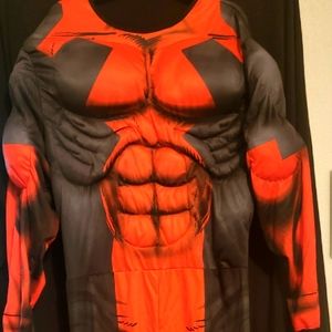 Mens Deadpool Costume..(XL)Cross Sword..Carry case..(Plastic) Gloves..Boots10